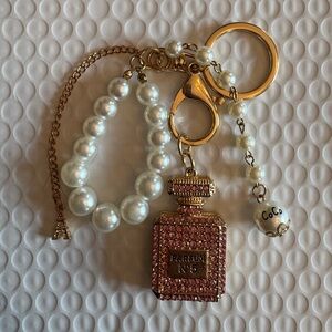 Unbranded perfume bottle & pearl bag charm